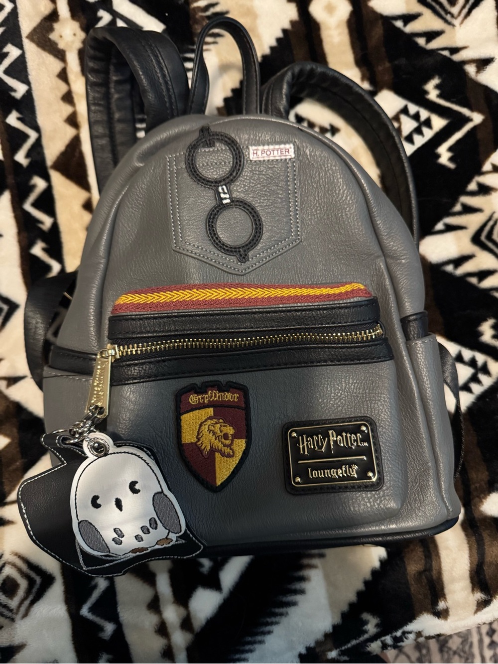Loungefly Gray Gryffindor Mini Backpack with Red & Gold Stripe
